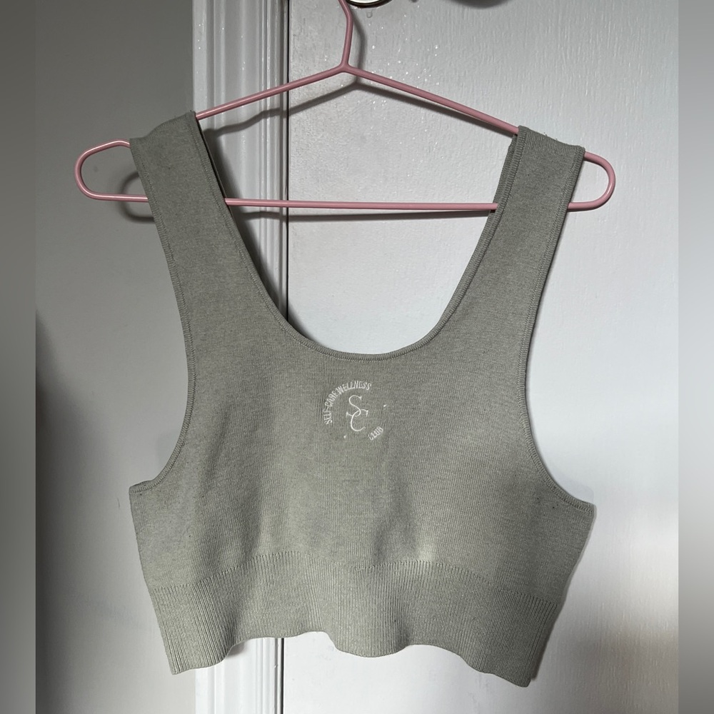 H&M Soft Sage Seamless Crop Tank Top